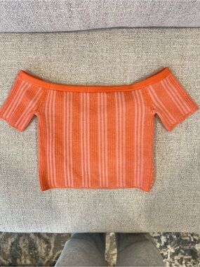 AerieOff-Shoulder Ribbed Striped Top